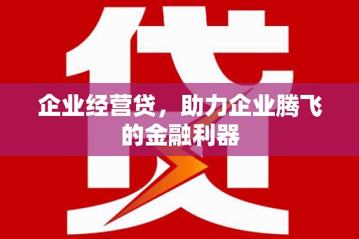 淮上企业经营贷，助力企业腾飞的金融利器