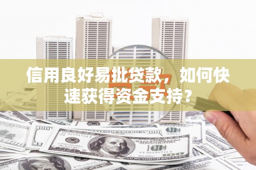 淮上信用良好易批贷款，如何快速获得资金支持？