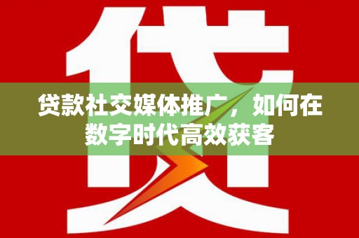 淮上贷款社交媒体推广，如何在数字时代高效获客