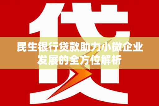 淮上民生银行贷款助力小微企业发展的全方位解析