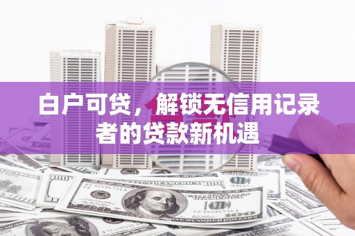 淮上白户可贷，解锁无信用记录者的贷款新机遇