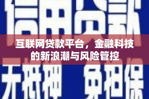 淮上互联网贷款平台，金融科技的新浪潮与风险管控