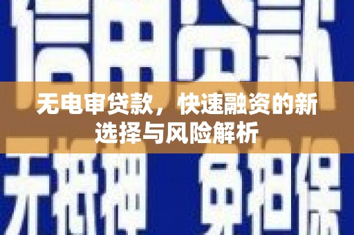 淮上无电审贷款，快速融资的新选择与风险解析