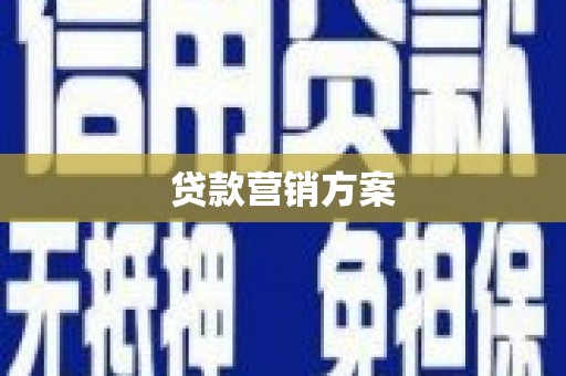 淮上贷款营销方案