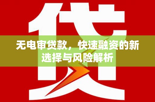 淮上无电审贷款，快速融资的新选择与风险解析
