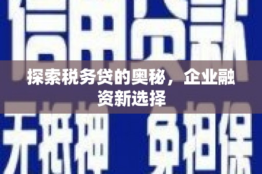 淮上探索税务贷的奥秘，企业融资新选择