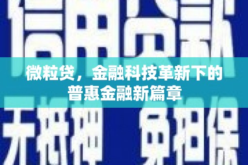 淮上微粒贷，金融科技革新下的普惠金融新篇章